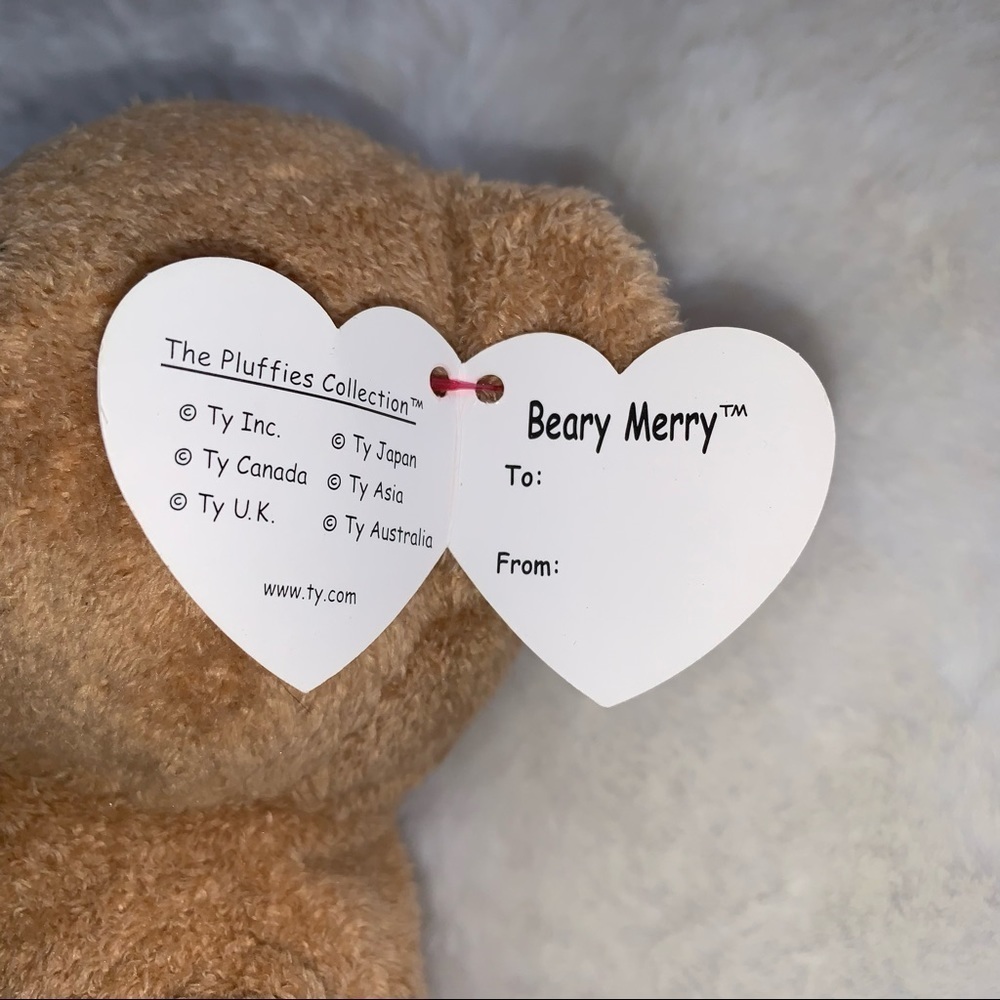 Beary Merry TY Pluffies Holiday Bear with Tag - Picture 8 of 9